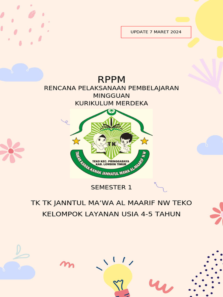 RPPM TK Kurikulum Merdeka 2024 | PDF
