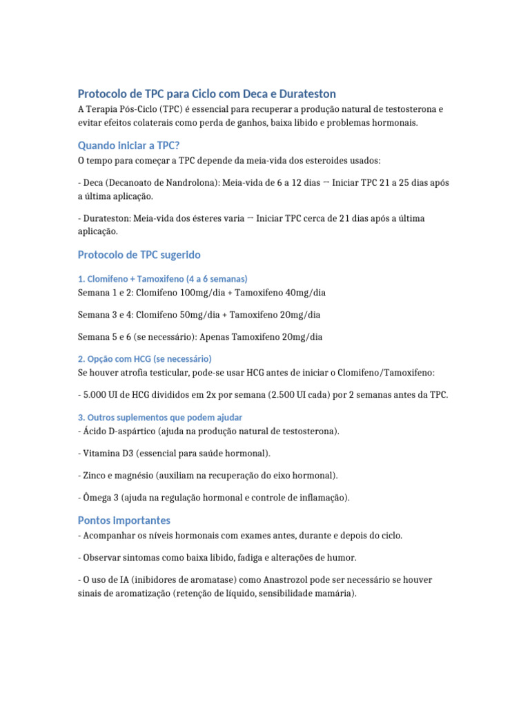 Protocolo TPC: Deca e Durateston | PDF