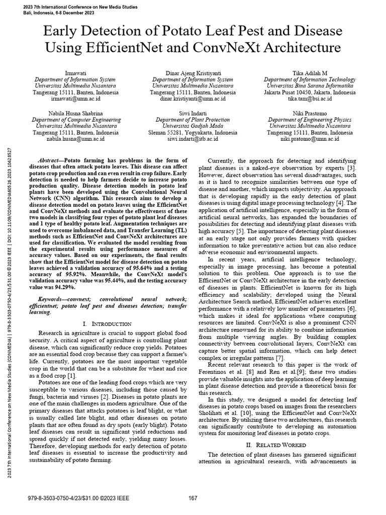 Early Detection of Potato Leaf Pest and Disease Using EfficientNet and ...