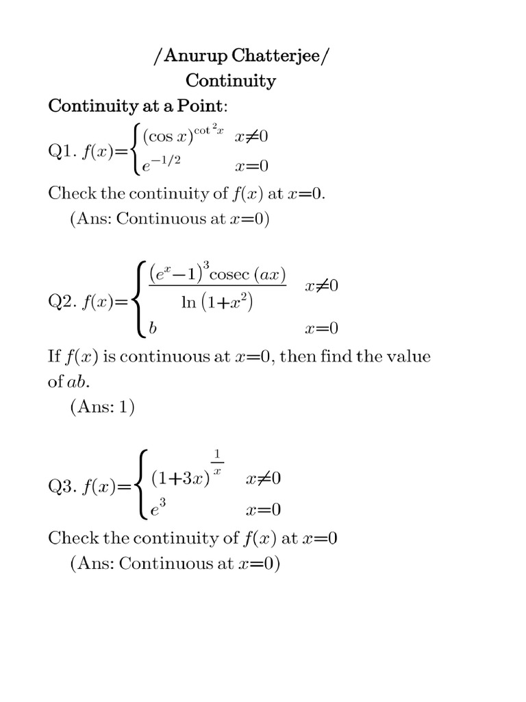 Continuity at A Point | PDF