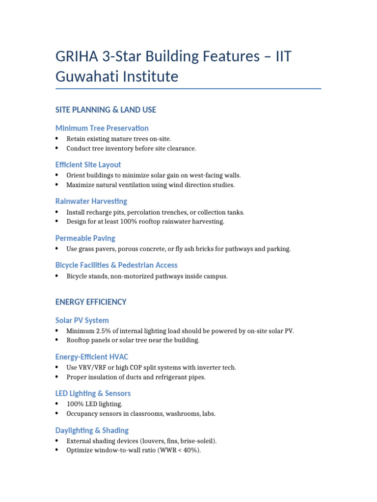 GRIHA 3-Star Building Features Guide | PDF | Sustainable Building ...