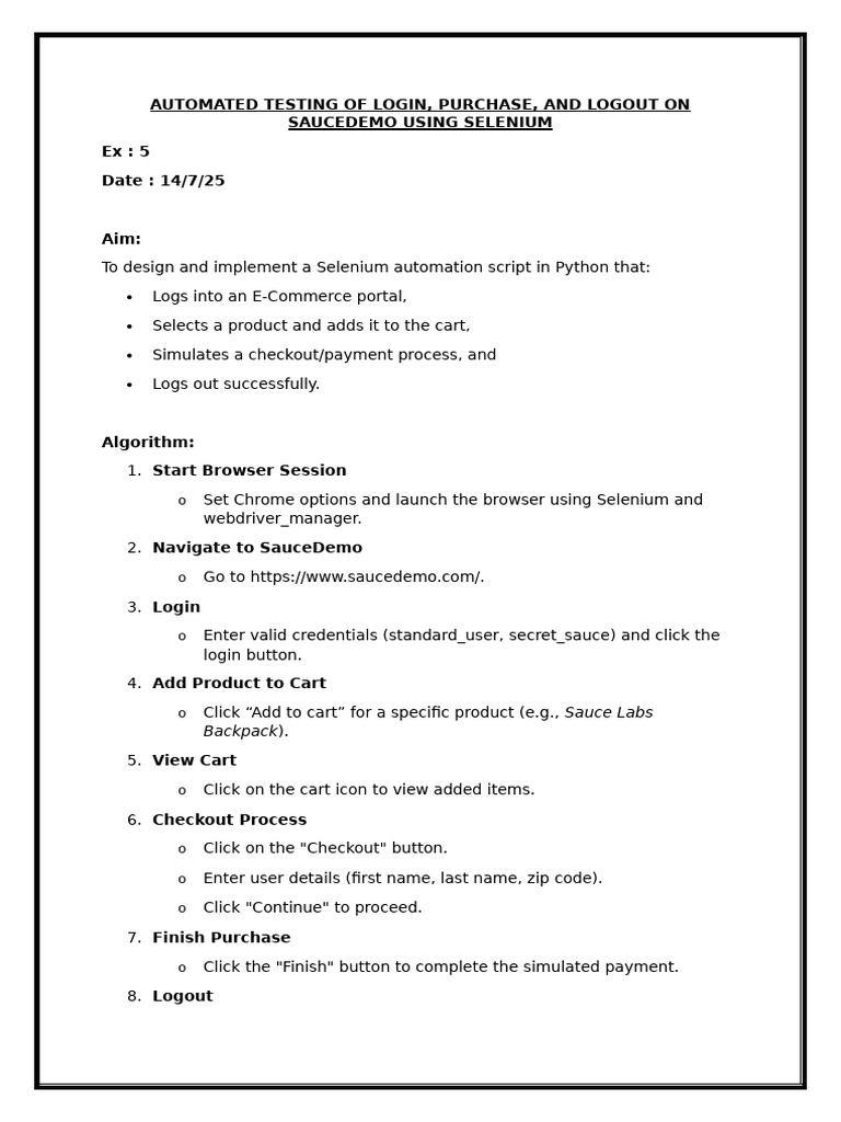 Automated Testing of Login | PDF | Selenium (Software) | Login