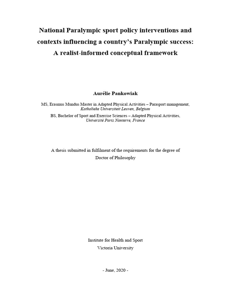 Paralympic Sport Policy Framework Analysis | PDF | Paralympic Games ...