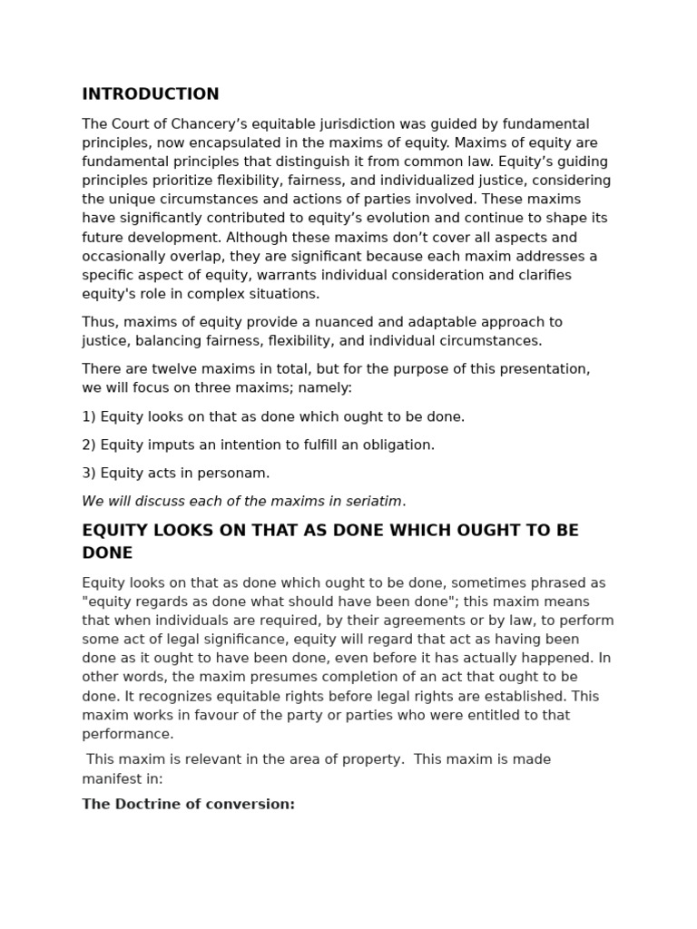 Understanding the Maxims of Equity | PDF | Legal Remedy | Equity (Law)