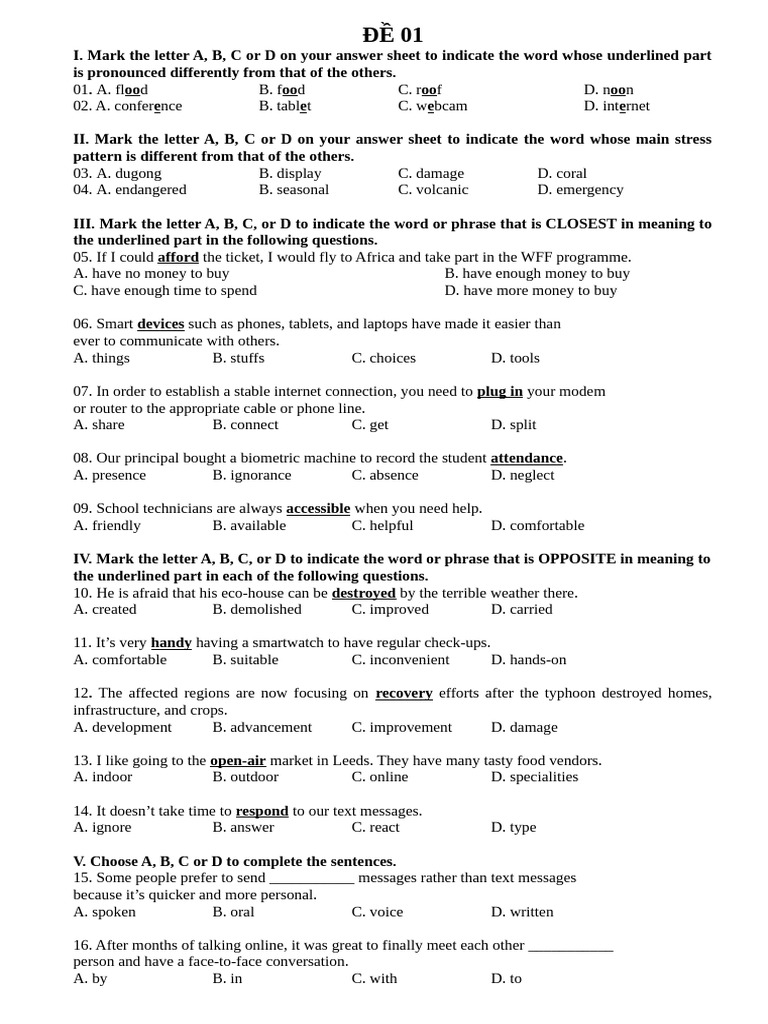 English Language Test Practice Questions | PDF | Healthy Diet ...