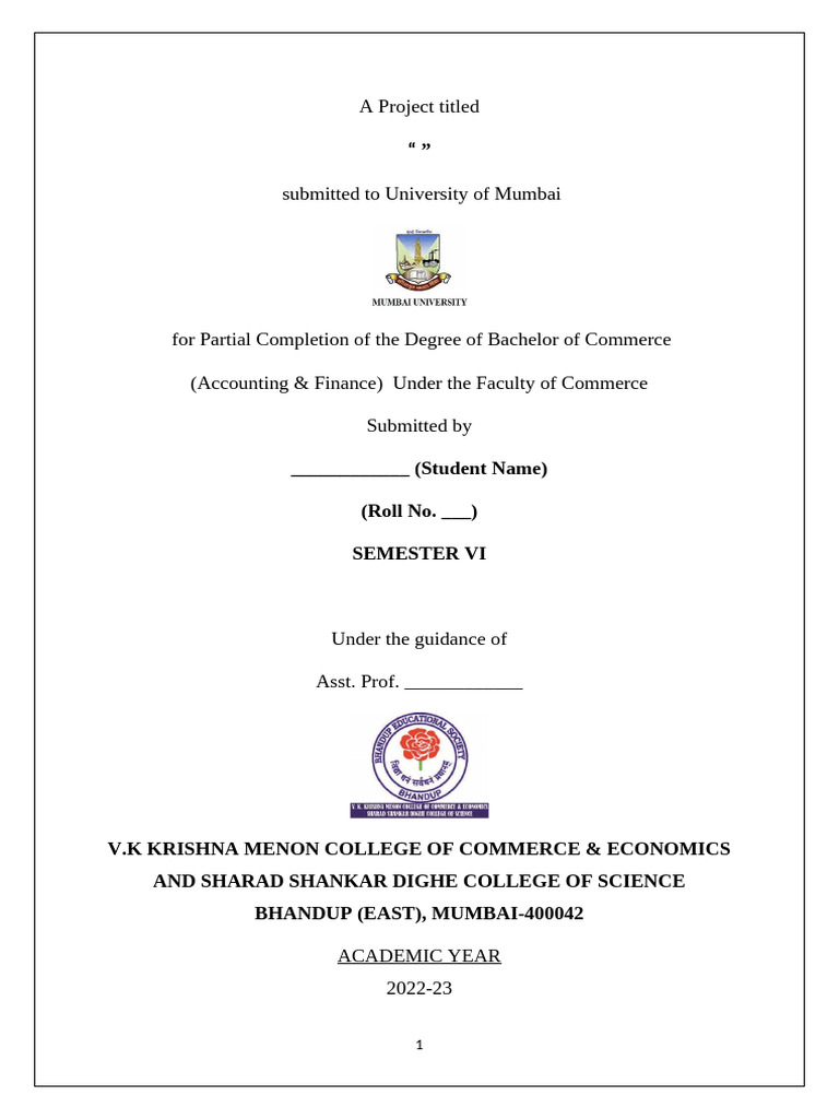 Bachelor of Commerce Project Overview | PDF