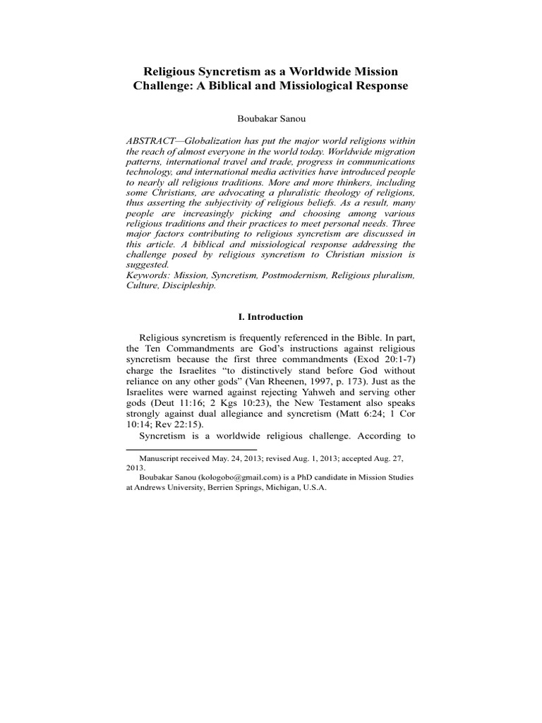 Global Challenge of Religious Syncretism | PDF | Jesus | Disciple ...