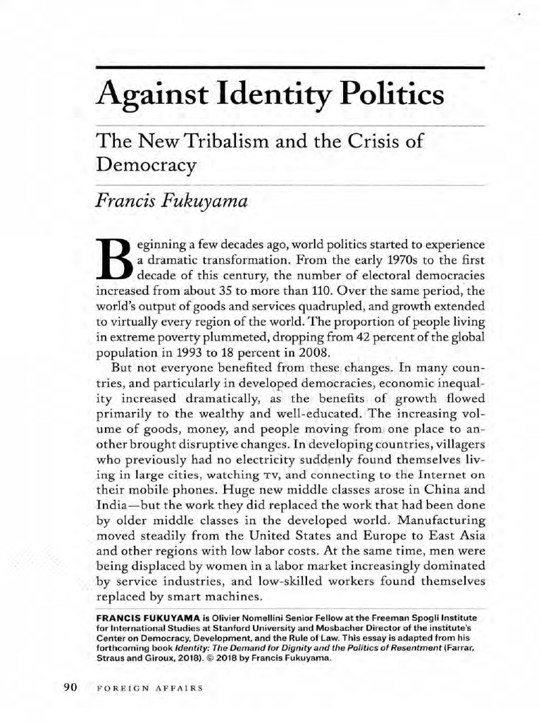The Crisis of Democracy and Identity Politics | PDF | Identity Politics ...