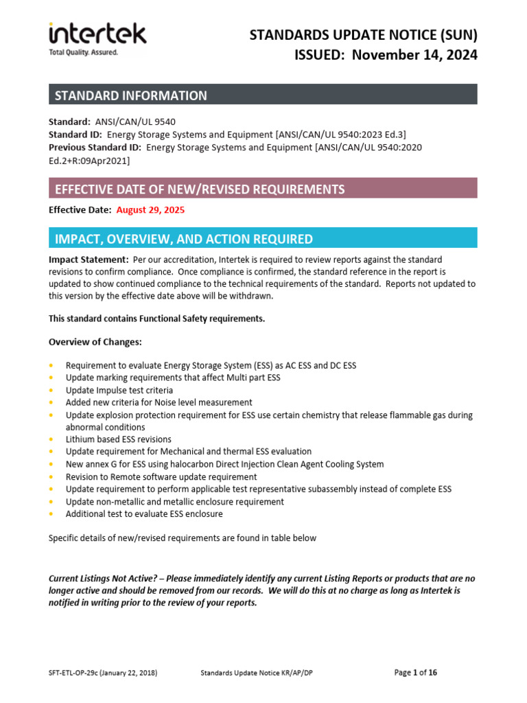 UL 9540 Standards Update Overview | PDF | Strength Of Materials ...