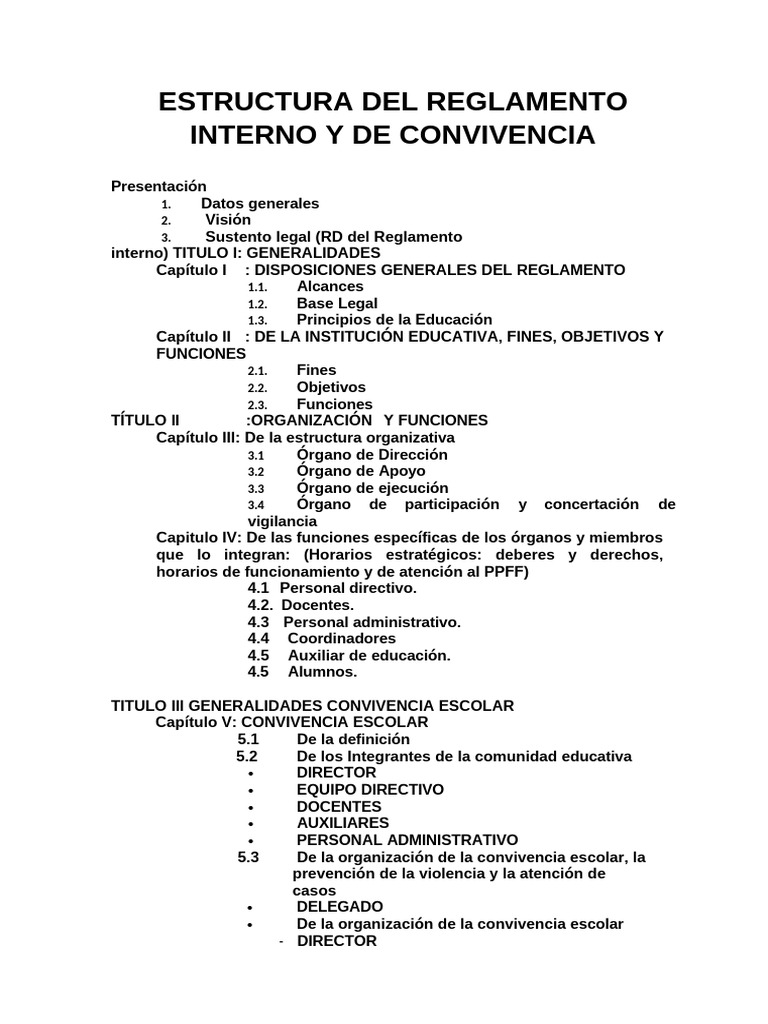 Reglamento Interno y Convivencia Escolar | PDF | Salón de clases | Escuelas