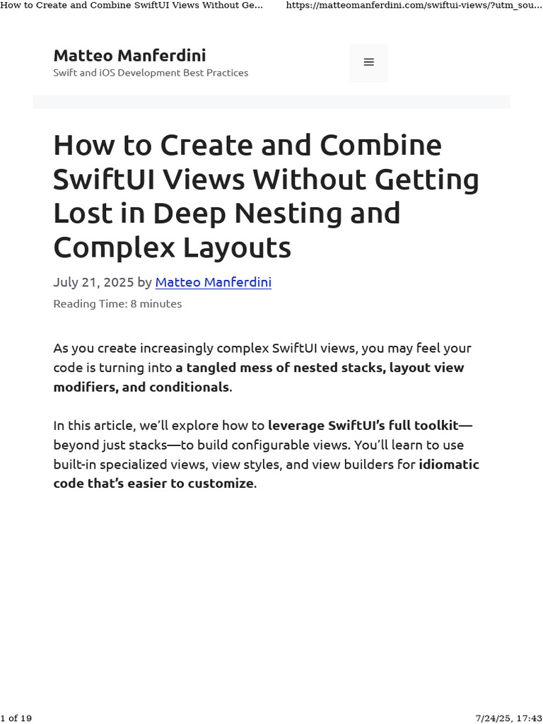 How To Create and Combine SwiftUI Views Without Getting Lost in Deep ...