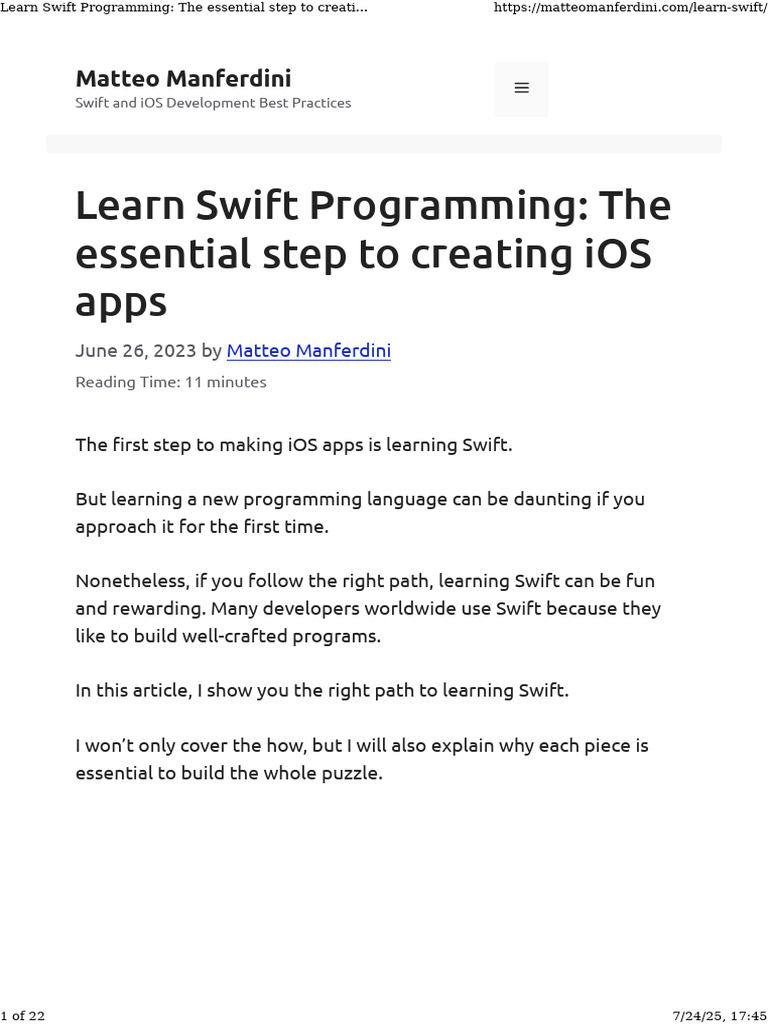 Learn Swift for iOS App Development | PDF | Swift (Programming Language ...