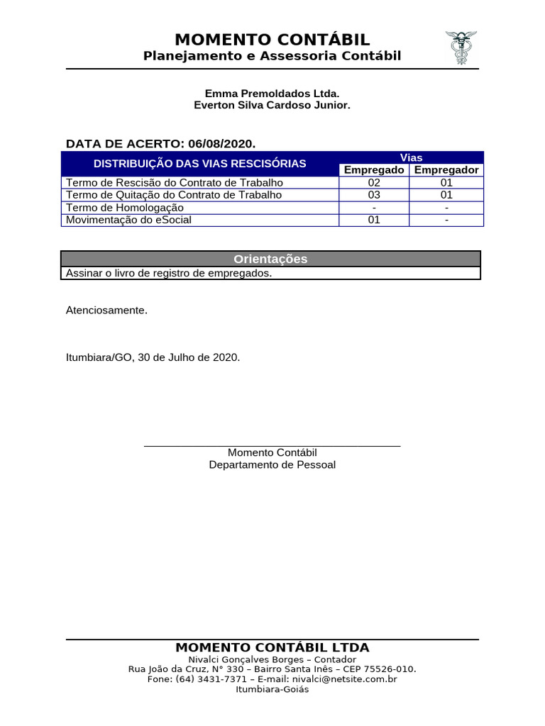 Assessoria Contábil e Rescisões Trabalhistas | PDF