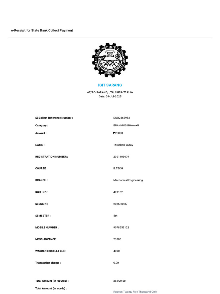 Brahmos Receipt | PDF