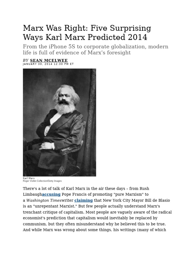Marx's Predictions for Modern Capitalism | PDF | Capitalism | Business ...
