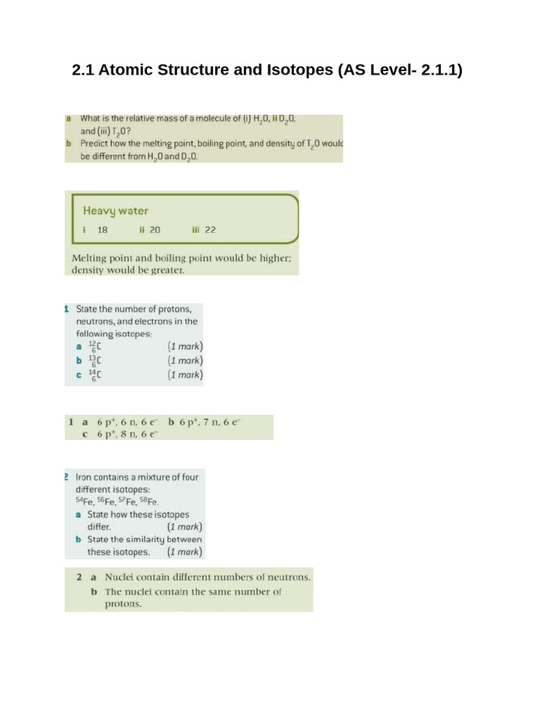 2.1 Atomic Structure and Isotopes | PDF