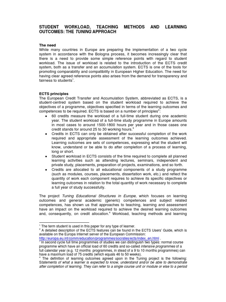 Student Workload and ECTS Credit System | PDF | Educational Assessment ...