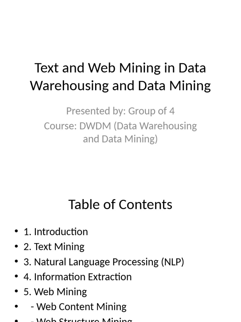 Text and Web Mining DWDM Presentation | PDF | Internet & Web | World ...