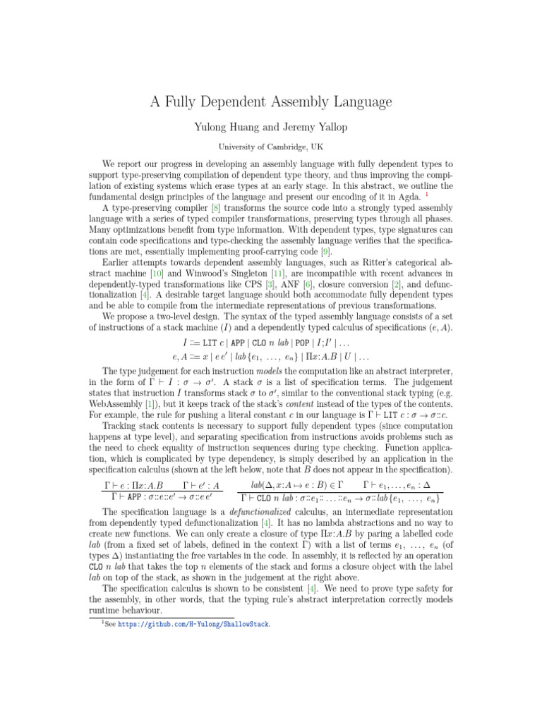 A Fully Dependent Assembly Language | PDF | Assembly Language | Compiler