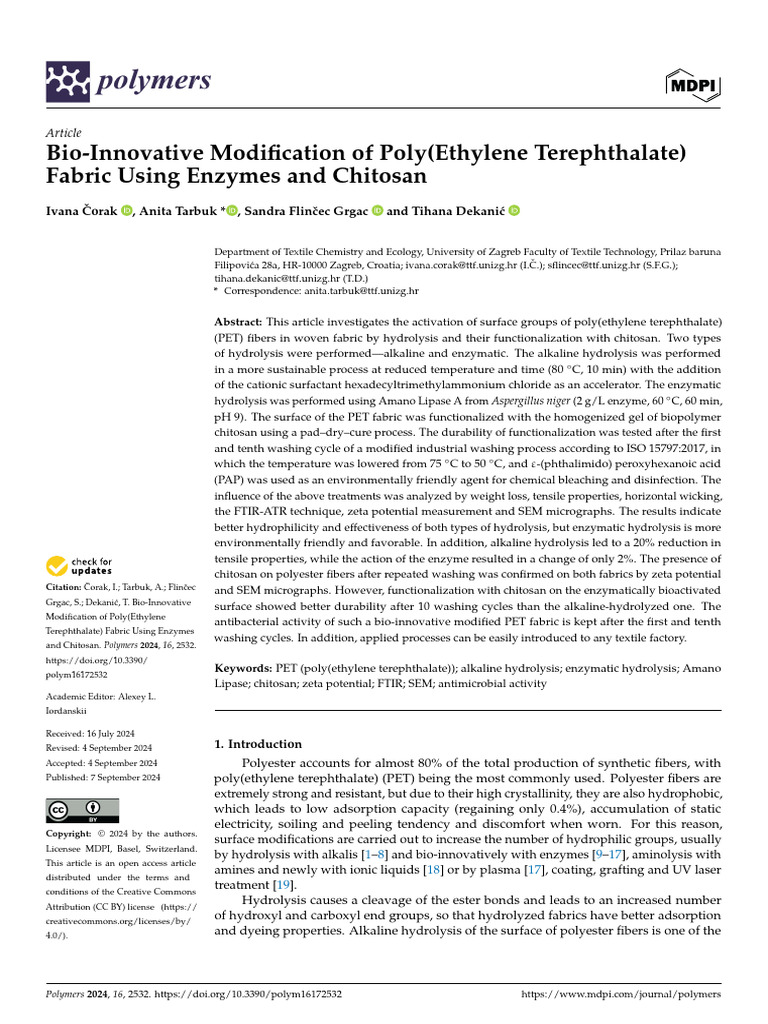 Enzyme and Chitosan Modification of PET Fabric | PDF | Polyester | Acid