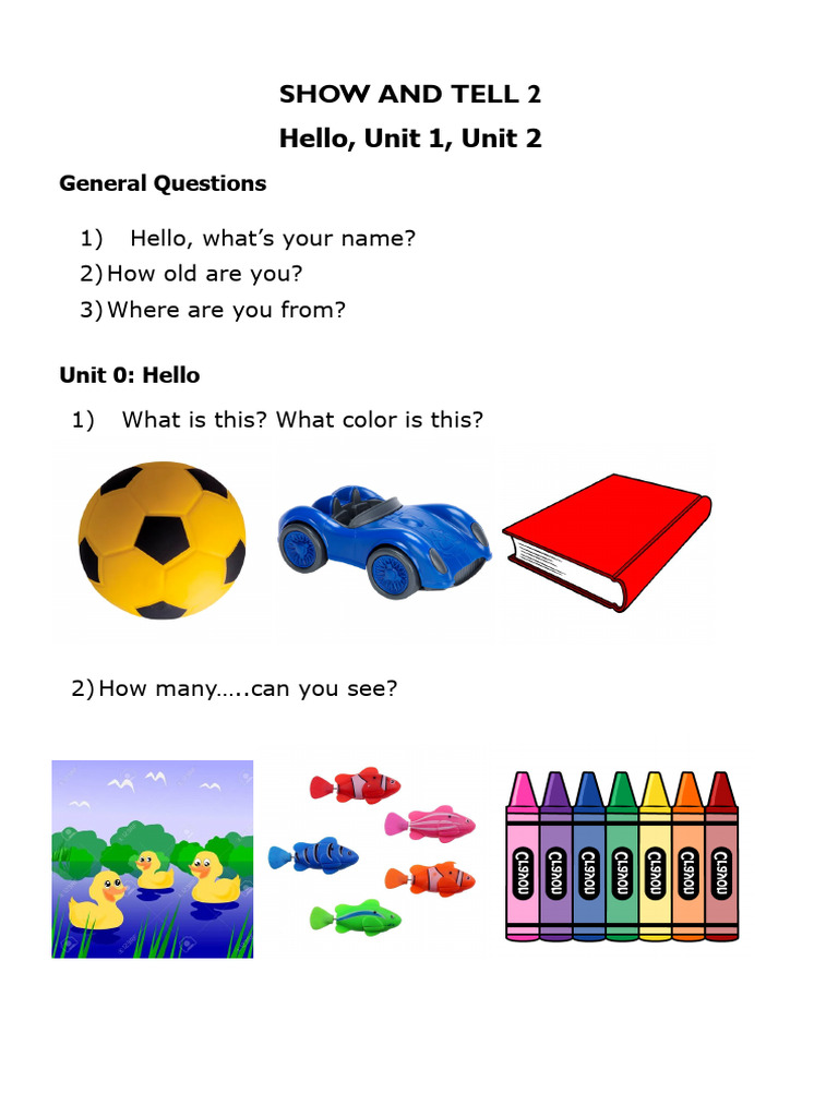 Show and Tell: Vocabulary Units Guide | PDF