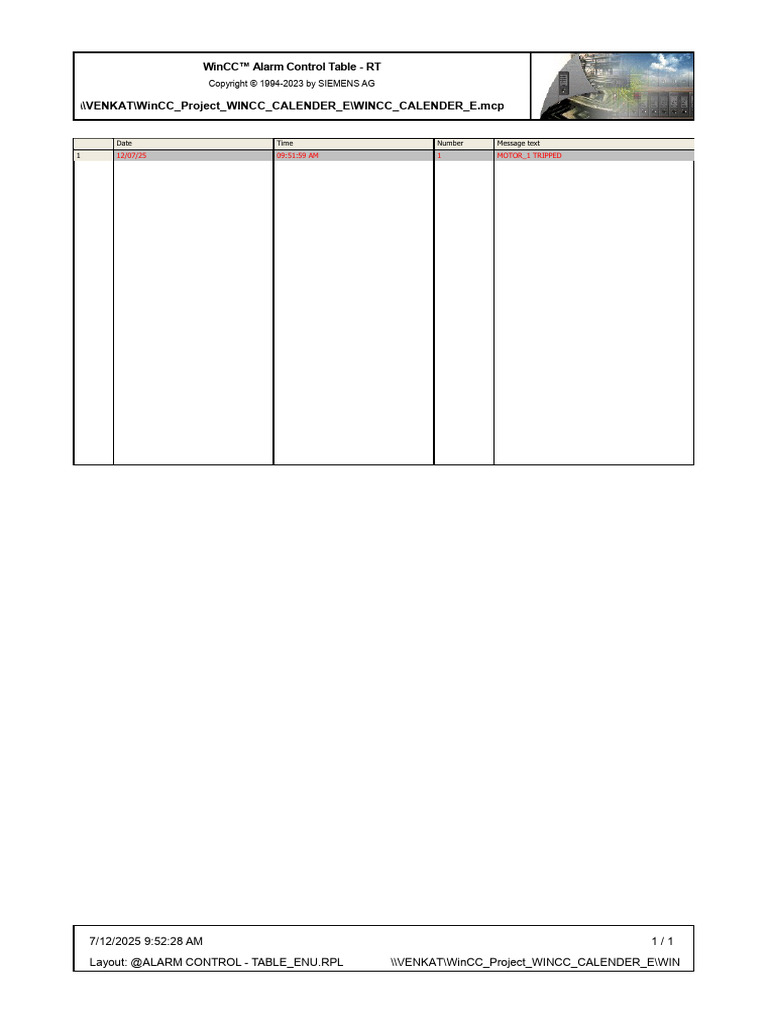 Status Alarms in WinCC Control Table | PDF