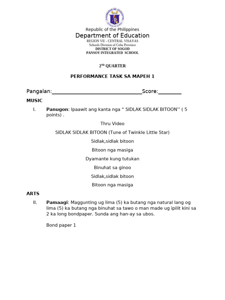 Performance-Task in Mapeh | PDF