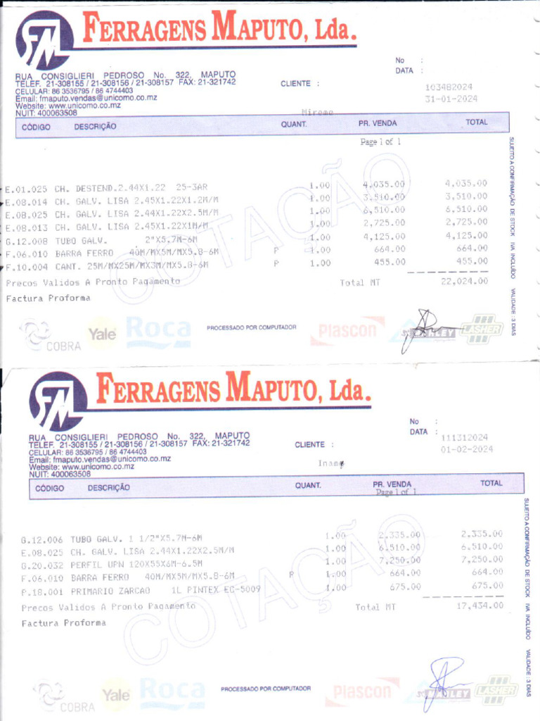 Cotação | PDF