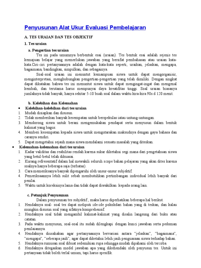 Penyusunan Alat Ukur Evaluasi Pembelajaran
