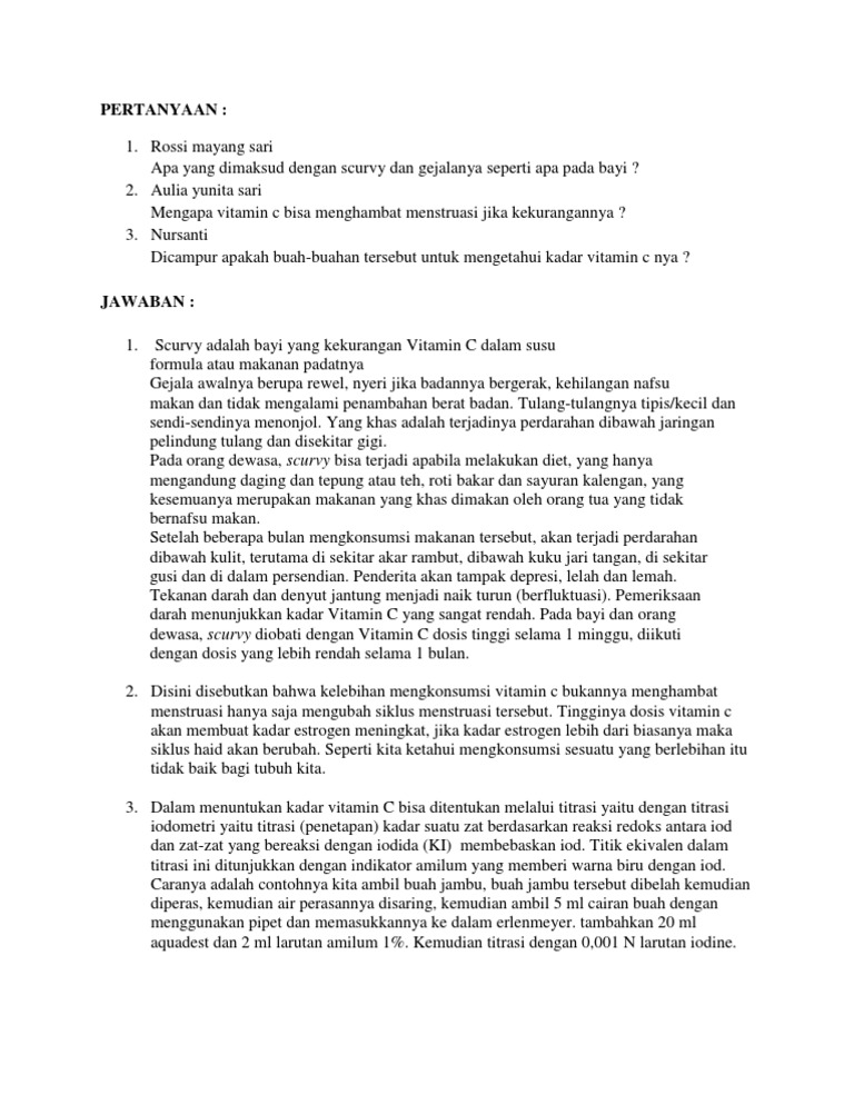 Pertanyaan Vitamin C