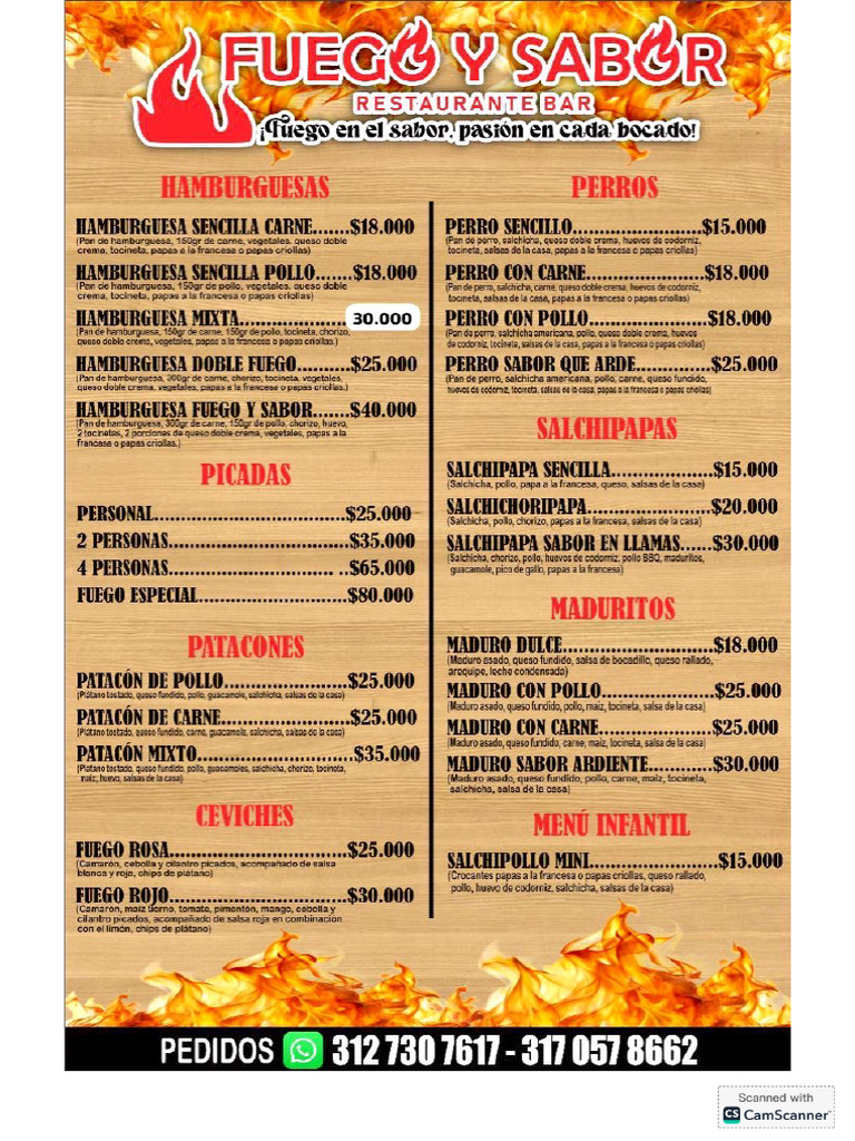 Menu Fuego y Sabor | PDF