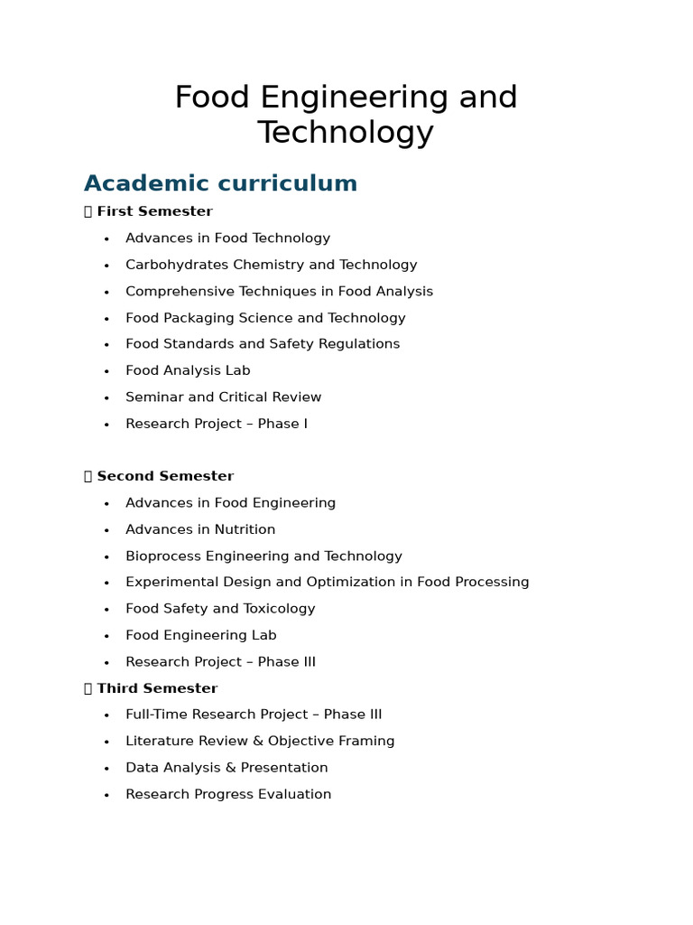 Food Engineering Curriculum Overview | PDF | Food Preservation | Polyphenol