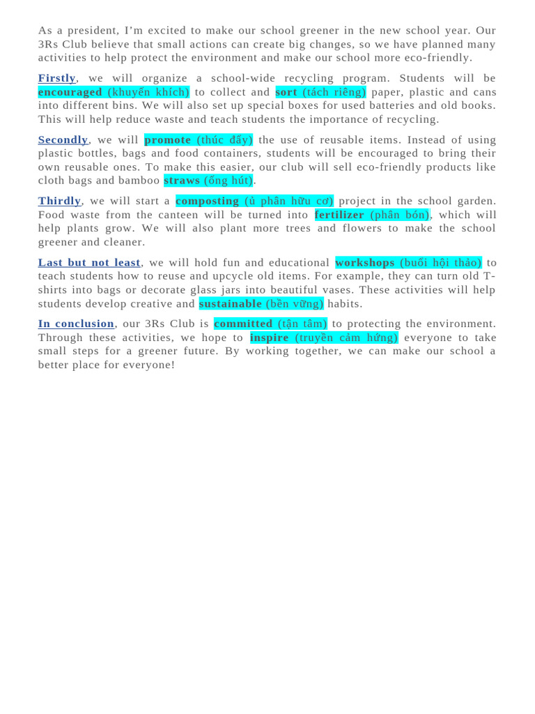Our 3Rs Club's Plan To Go Green | PDF