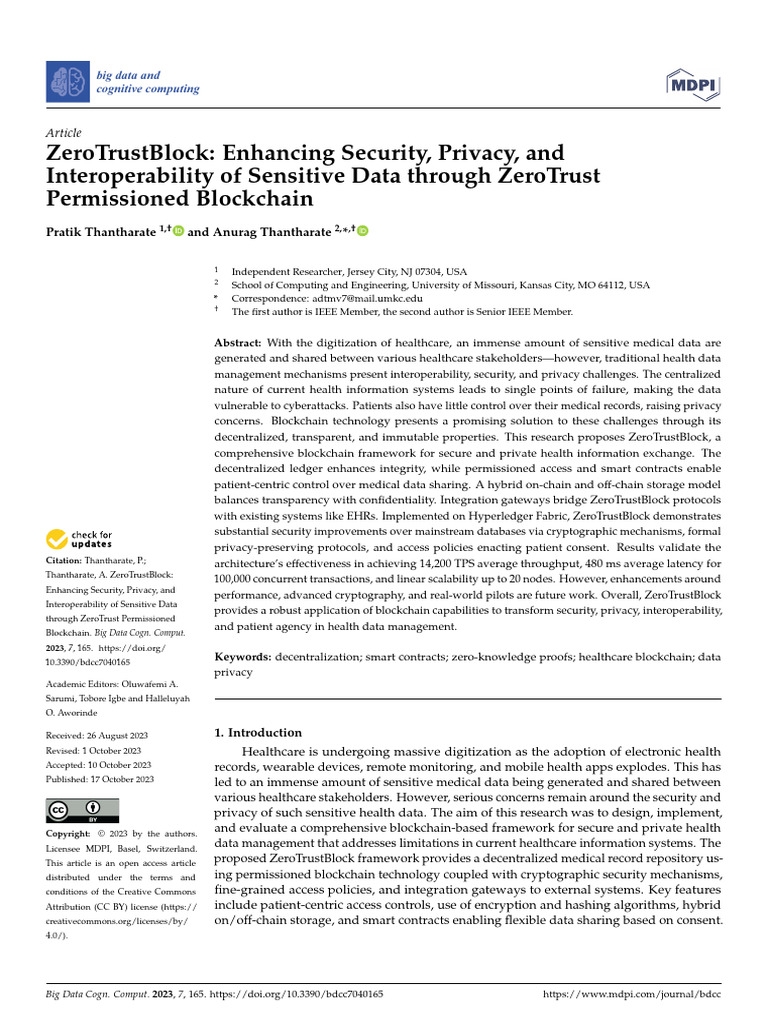 ZeroTrustBlock: Secure Health Data Blockchain | PDF | Electronic Health ...
