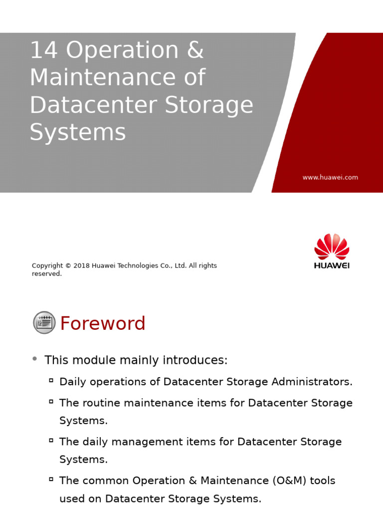 14 Operation & Maintenance of Datacenter Storages | PDF | Network ...
