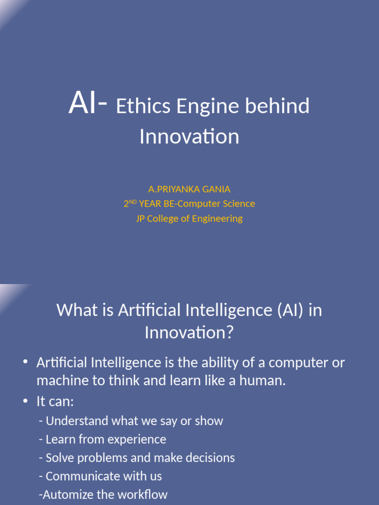 AI Ethics and Innovation Overview | PDF | Artificial Intelligence ...