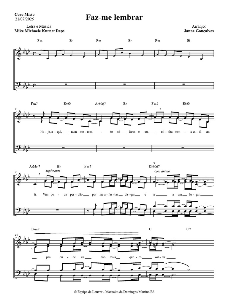 Faz-Me Lembrar - Vocal (21 07 2025) | PDF