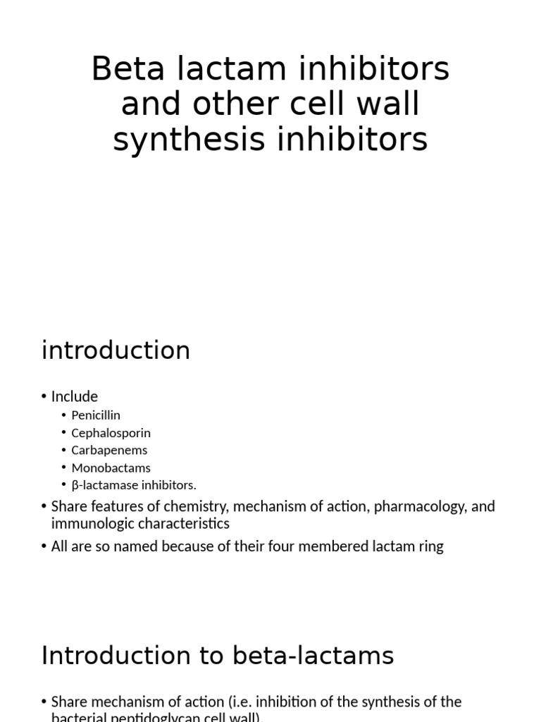 Beta-Lactam Antibiotics Overview | PDF | Penicillin | Beta Lactamase