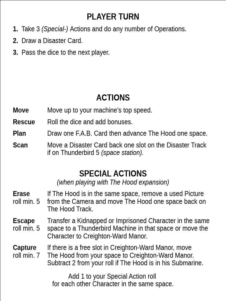 Player Actions and Operations Guide | PDF