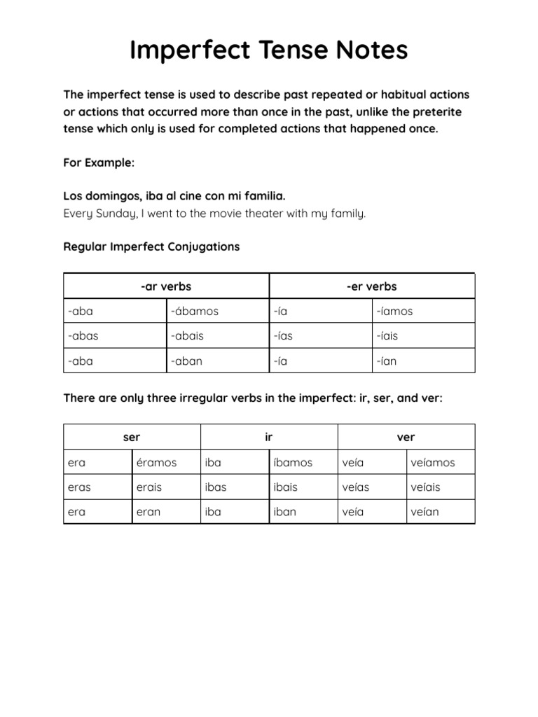 Imprefect Tense | PDF