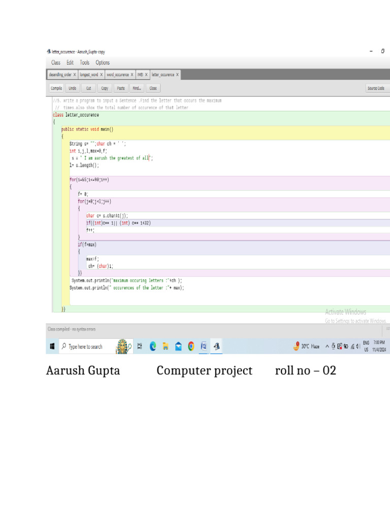 Aarush Gupta Computer Project Roll No - 02 | PDF