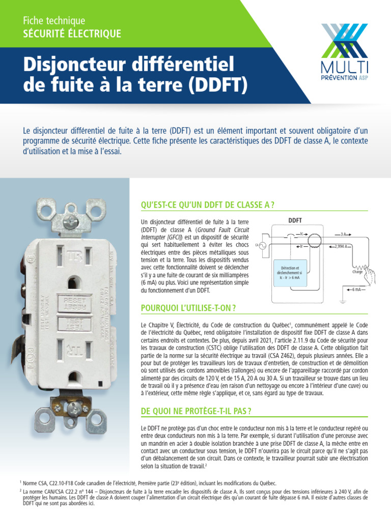 Fiche technique sur le DDFT de classe A | PDF | Électrotechnique ...
