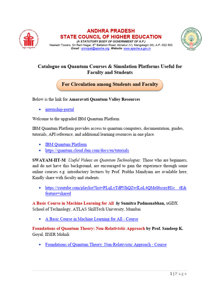 Quantum Courses for Students & Faculty | PDF | Quantum Computing ...
