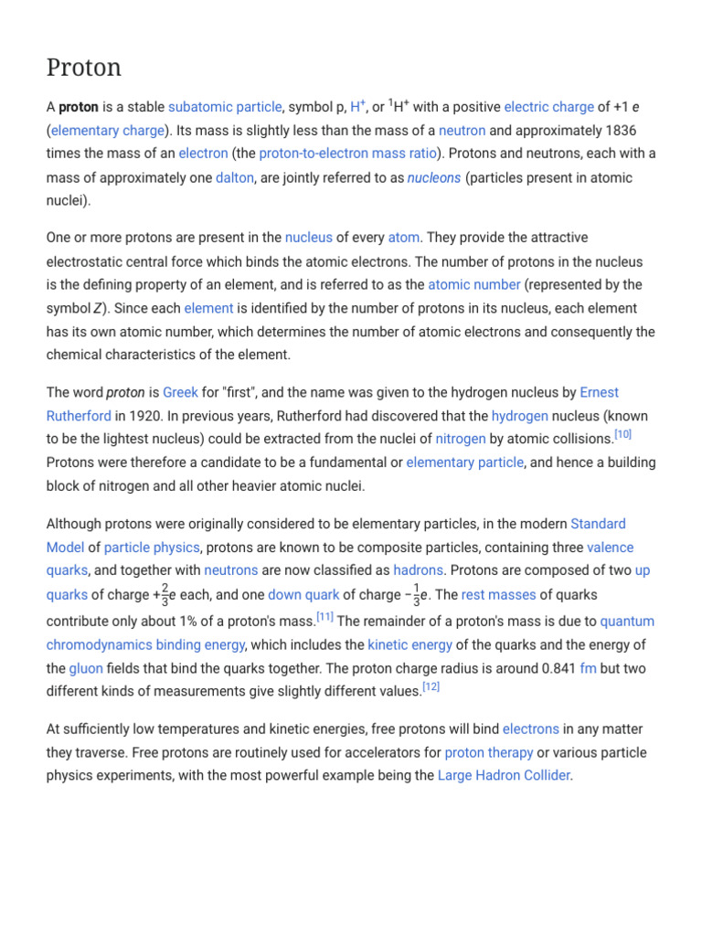 Overview of Protons and Their Properties | PDF | Proton | Atomic Nucleus