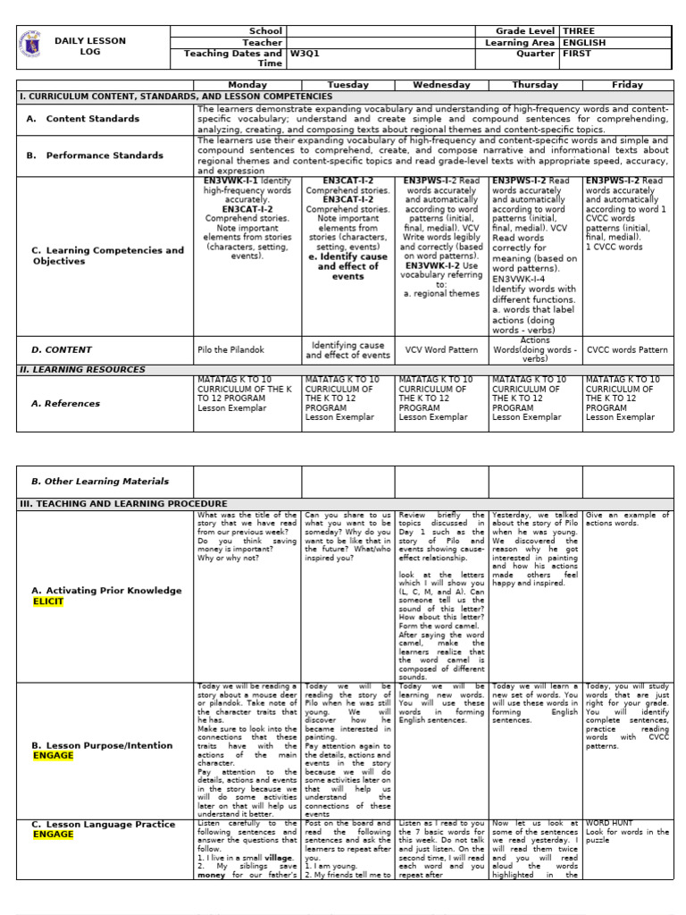 Grade 3 English Curriculum Overview | PDF | Vocabulary | English Language