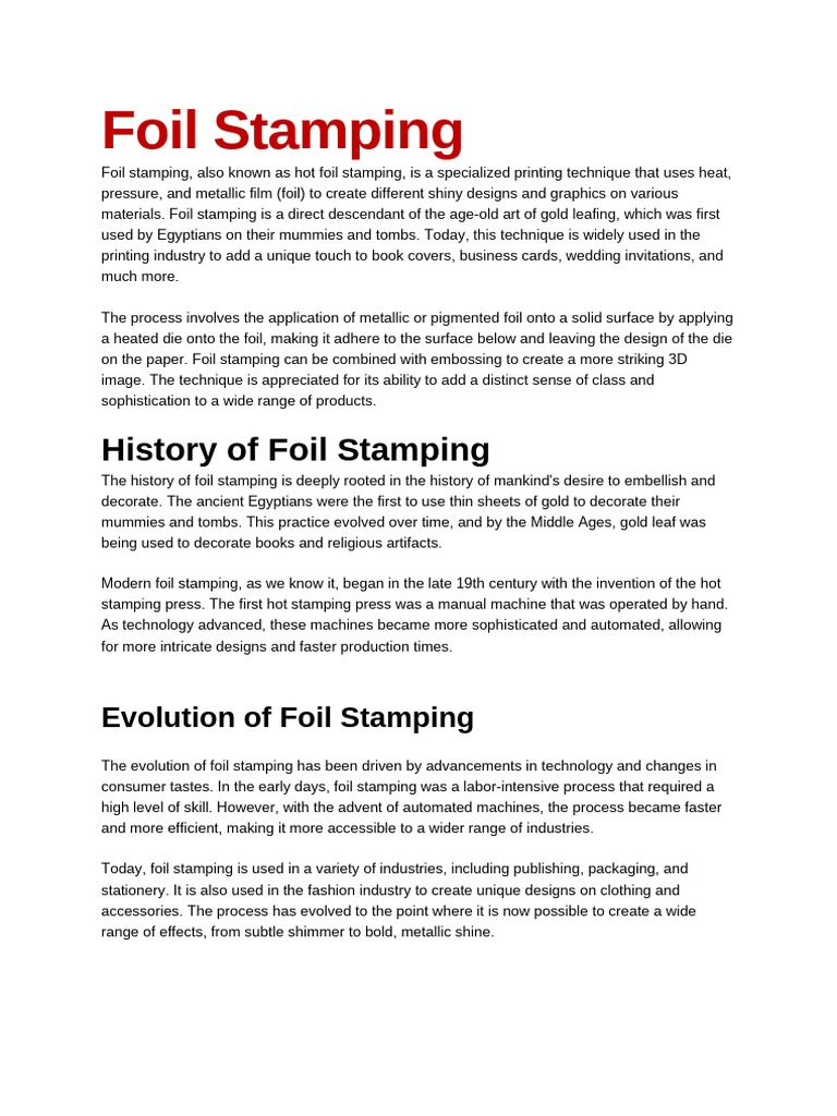 Understanding Foil Stamping Techniques | PDF | Graphic Design ...
