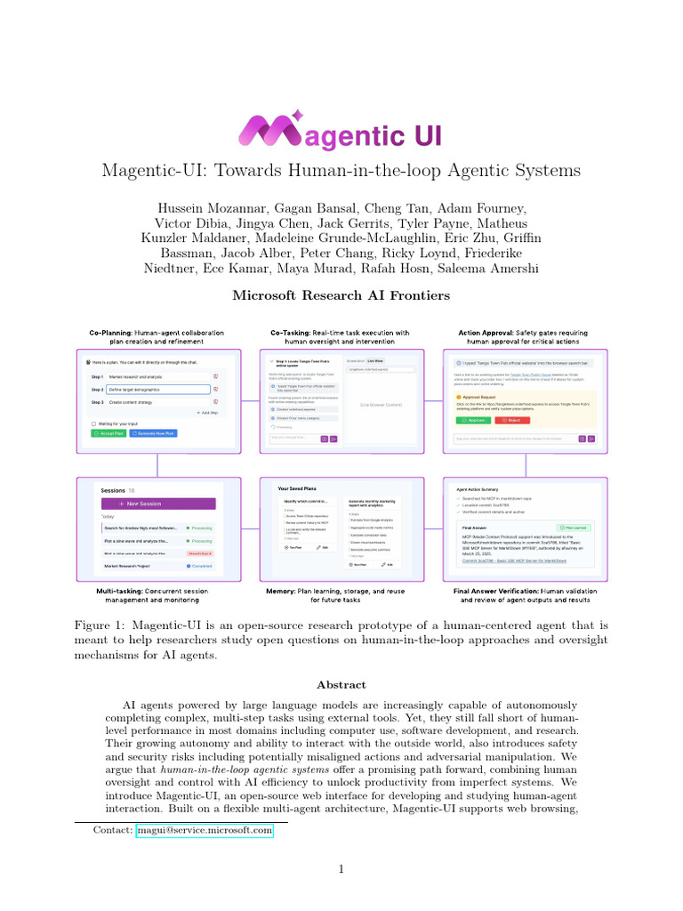Magentic-UI - Towards Human-In-The-Loop Agentic Systems | PDF | World ...