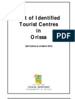 List of Identified Tourist Centres in Orissa: (320 Centres As On March 2010)