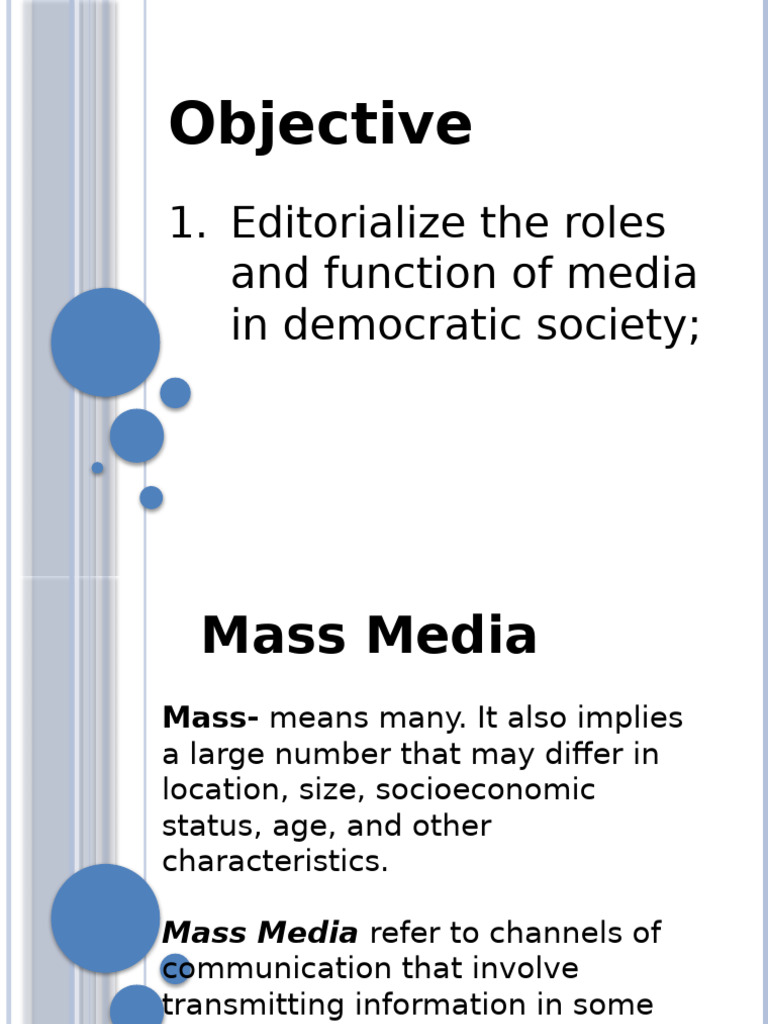 Roles of Media in Democracy Explained | PDF | Mass Media | Communication