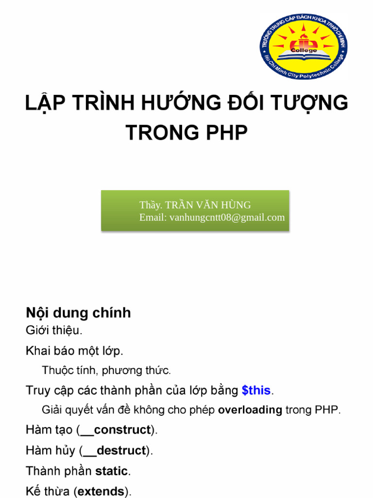 C5 - Hướng Đối Tượng Trong PHP | PDF